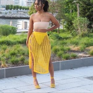 sheer crochet skirt